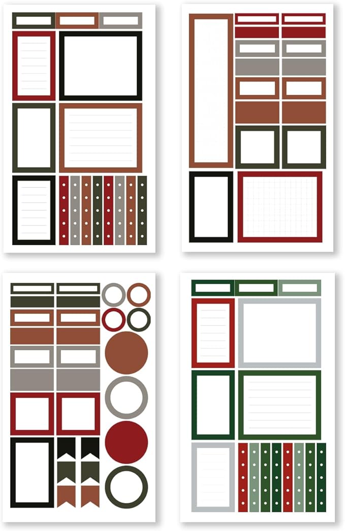 Rongrong Planner Stickers Book Fall Winter Functional Box Theme for Calendars, Journals Elevate Your Planner's Functionality Scrapbook Accessories 24 Pages