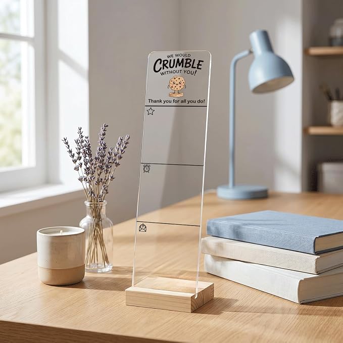 Sticky Notes Monitor Memo Board Acrylic Holder with Removable Wooden Base, We Would Crumble Without You Logo Desk Set with 200 Sheets Two Sizes Sticky Notes, Office Desk Accessories Organizer