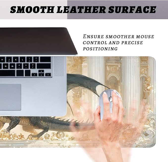 Fantasy Beast Desk Pad Mouse Pad Golden Palace Epic Dragon Large Gaming Mouse Mat with Stitched Edges,Non-Slip Waterproof Rubber Base Mous Mat Office Computer Keyboard Laptop Home 31.5"x11.8"