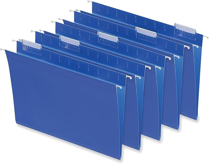 Universal 14116 Hanging File Folders, 1/5 Tab, 11 Point Stock, Letter, Blue, 25/Box
