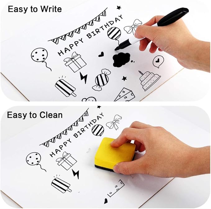 Dry Erase Lapboards, HERKKA 32 Pack Double Sided Dry Erase Lap Boards 9 x 12.5 Inch, 32 Markers, 32 Erasers, Small Dry Erase Boards for Students Classroom Teacher Supplies