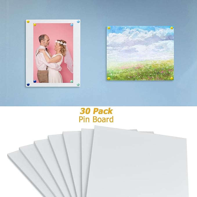 30Pcs Foam Board 10" x 8" White Poster Board 3/16" Thick Foam Core Backing Board White Mat Boards for Projects Art Presentations Crafts Display Favors