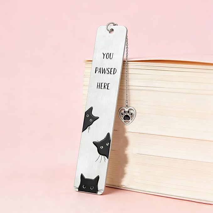 Cat Bookmark,Stainless Steel Funny Black Cat Bookmark Reading Accessory, Cute Metal Bookmark for Women,Students & Book Lovers Gift