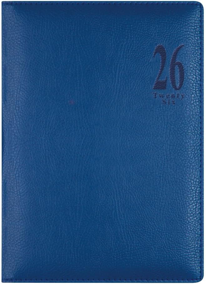 Letts of London® 2026 Milano Weekly/Monthly Planner, 12 Months, January to December, A5 Size, 8.25" x 5.875", Sewn Binding, Textured Cover, Multilingual, Blue (C080570-26)