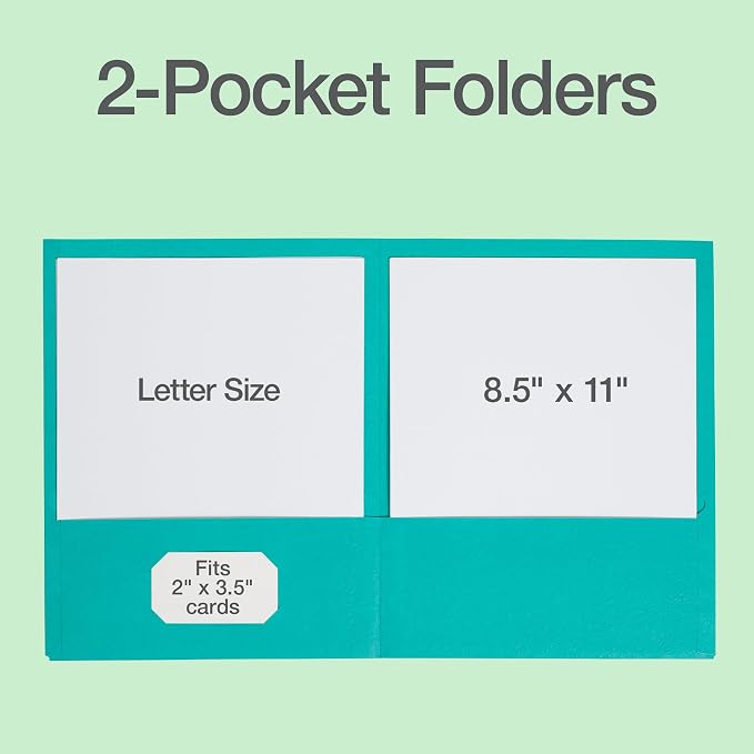 Oxford 2 Pocket Folders, 25 Pack, Assorted Tropical Colors, Made in the USA, Fits 100 Letter Size (8.5" x 11") Sheets, Durable Paper Folders for School, Home, and Office