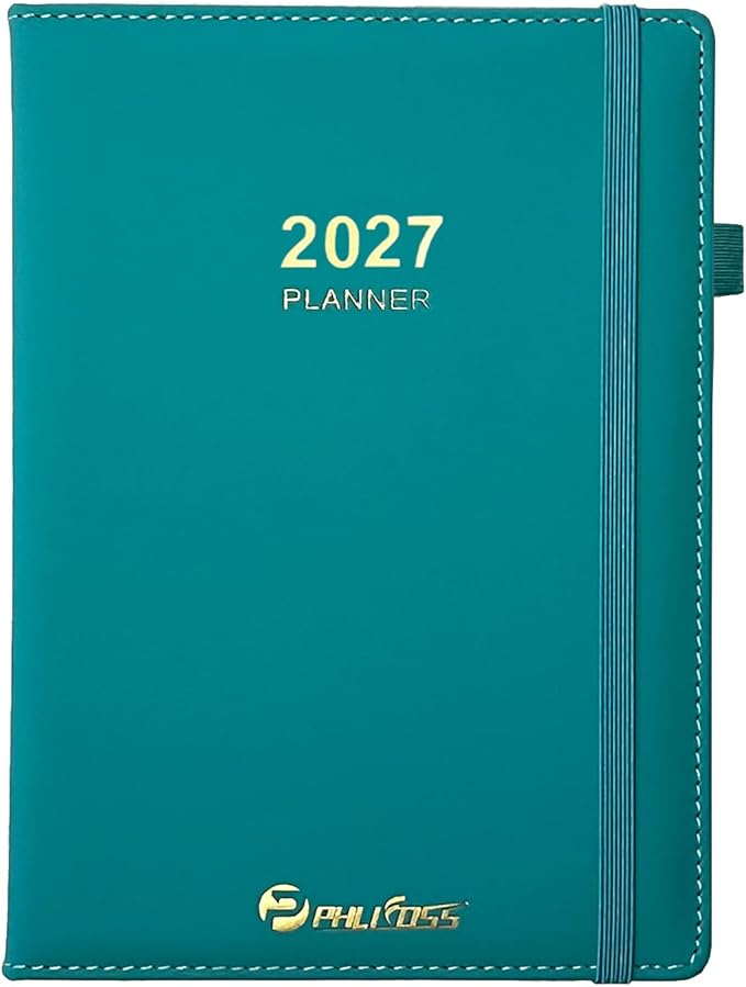 Daily Planner 2027 / Appointment Book, One Page Per Day, Jan - Dec 2027, Annual Daily Monthly Calendar Planner with Hourly Schedule and Monthly Tabs, 5.7" x 8.3" Agenda (Green Lake)
