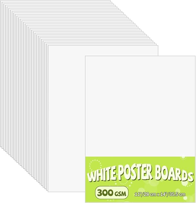 VOKOY 30 Pack White Poster Boards 11x14 Inch, Bulk Thick Posterboard Paper, Blank Graphic Display Vision Board for for Art DIY Crafts Drawing School Projects Presentations Exhibits Notices, 300gsm