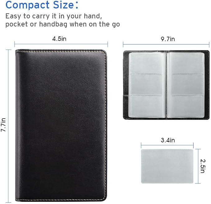 Sooez Leather Professional Business Card Book Holder Organizer, 240 Capacity Credit Card Booklet, PU Name Cards Holder Storage File for Men Women, Pink