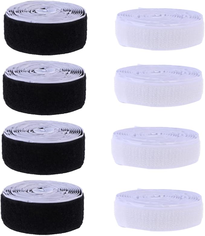 HOMSFOU 4 Sets Self-Adhesive Hook and Loop Tape Strips Heavy Duty Double-Sided Adhesive for Home Organization Strong Bonding for Crafts and Daily Use