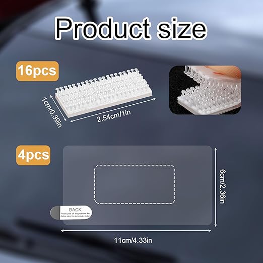 Gosknor EZ Pass/IPass/IZoom/SunPass Toll Tape, Including 16pcs Dual-Lock Adhesive Strips (8 Sets) & 4pcs Static Films Easy to Install & Swap Transponder Mounting Tag Peel and Stick Kit