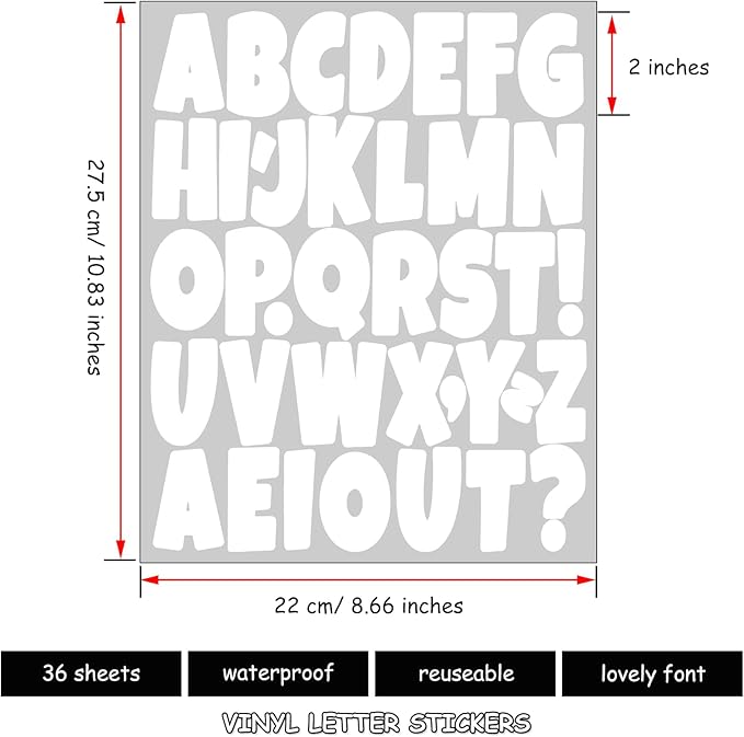Bemeol 1368 Pieces Bulletin Board Letters 2 Inch Alphabet Letter Stickers Self Adhesive Sticker Letters for Bulletin Poster Board Classroom Mailbox Door Home Decor(White)