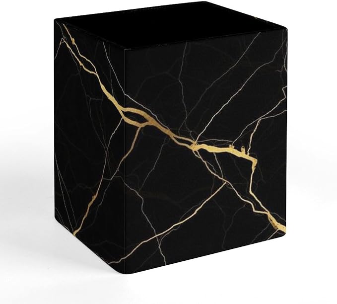 Pen Holder Stand For Desk, Pencil Pen Holder Cup, Desktop Stationery Organizer, Waterproof Multifunctional Office Supplies Black Marble Gold Texture
