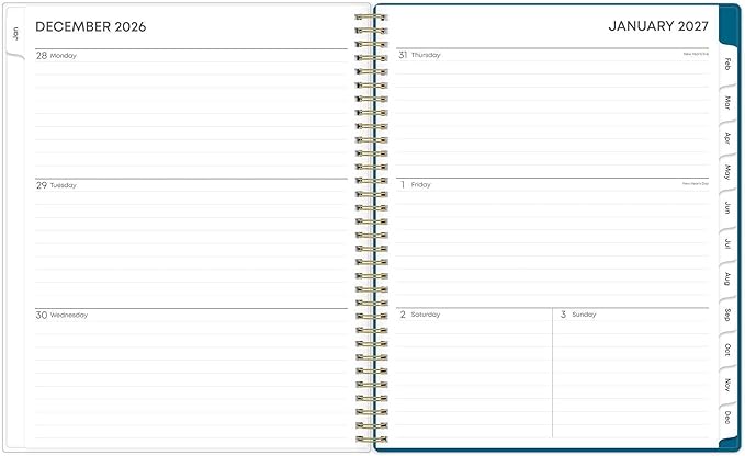 Blue Sky 2027 Weekly and Monthly Planner Calendar, January 2027 - December 2027, 8.5" x 11", Flexible Cover, Laminated Tabs, Durable Twin Wire Binding, Storage Pocket, Bakah Blue