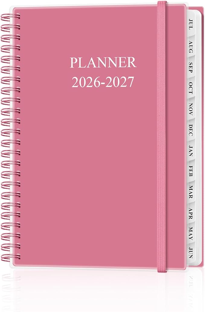 Academic Planner 2026-2027 - Weekly & Monthly Planner from July 2026 to June 2027, Agenda 2026 2027 with Inner Pocket, Elastic Band, 6.4" x 8.5", Pink