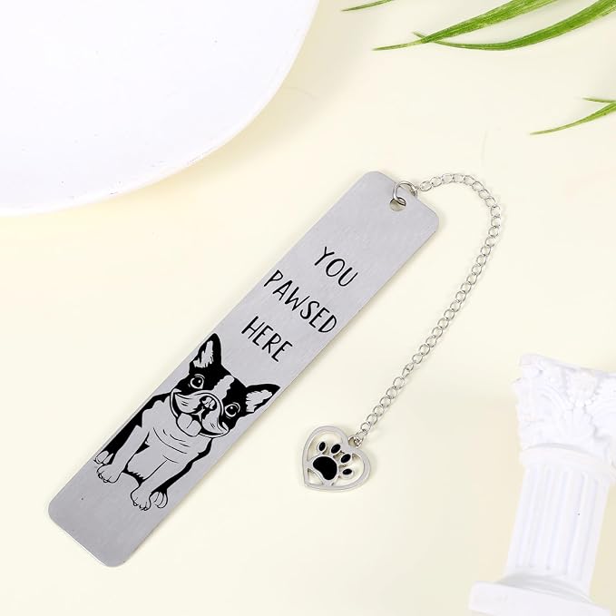 Dog Bookmark for Reading Women, Cute Dog Mom Gifts Funny Metal Dog Book Mark You Pawsed Here Bookmark Doggy Lovers Dogs Themed Gift for Owners Men Women Bookworm (French Bulldog)