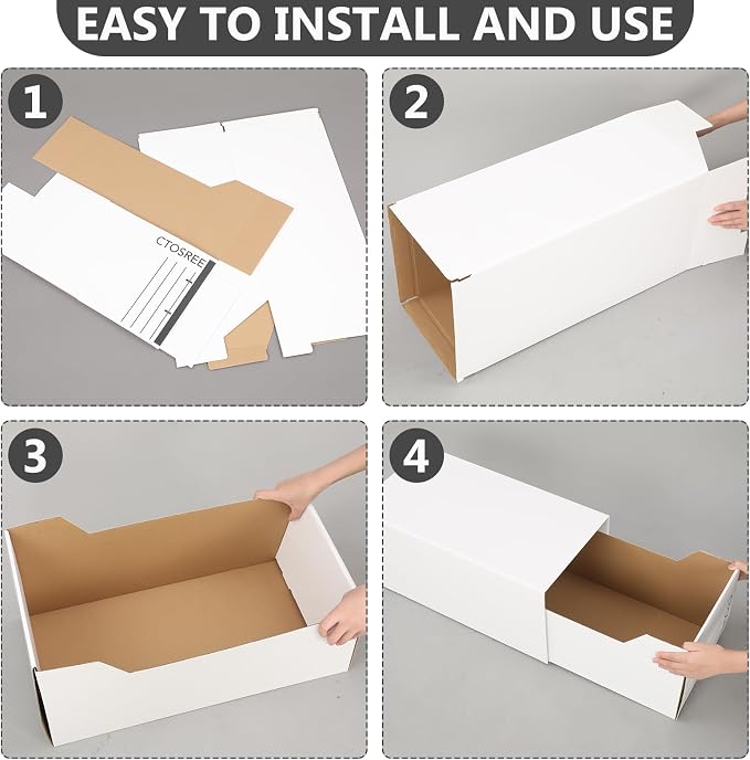 Ctosree 6pcs Economy Storage Drawer Files White Stackable Storage Drawers with Plastic Handles for Files, Letter Durable Space Saving Organizers for Office, Home
