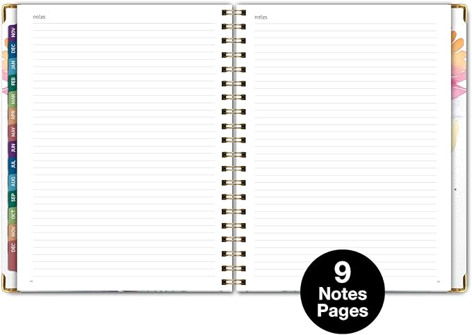 HARDCOVER 2026 Planner, 8.5"x11": 14 Months (November 2025 - December 2026), Daily Weekly Monthly Planner, Yearly Agenda, Bookmark, Pocket Folder and Sticky Note Set (Rainbow Floral)
