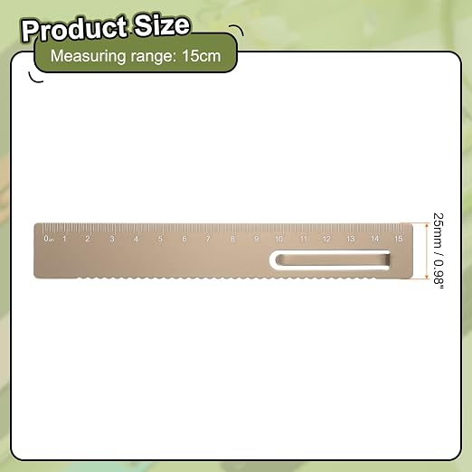 HARFINGTON Straight Ruler 15cm Metric Metal Aluminum Alloy Measuring Bookmark Clip Ruler Scale Tool for Measure Study Reading Classroom Office, Gold