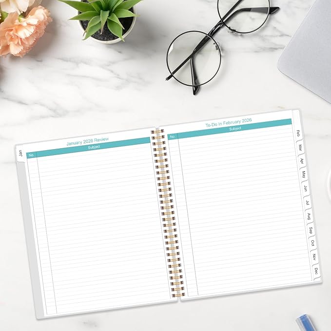 2026-2027 Monthly Planner - 18 Monthly Calendar, January 2026 - June 2027, Two Pages Per Month, 9" x11" Planner with Tabs, Strong Twin-Wire Binding, Inner Pocket, Black