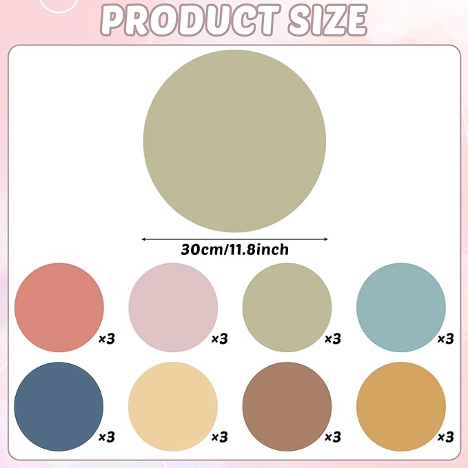 gisgfim 24PCS Dry Erase Dots 12 Inch Whiteboard Marker Wall Decor Removeable Circle Sticker Spots Writing Spots Set for Classroom Table Teachers Students School Supplies (Boho)