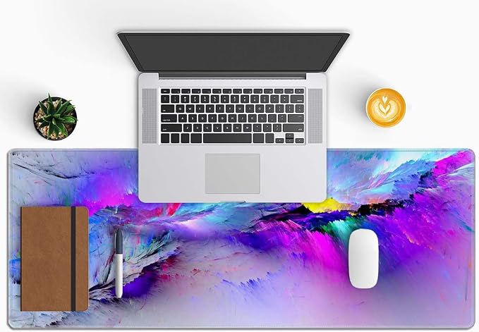 Gaming Mouse Pad Large,Abstract Spray Paint Mouse Pad Gaming Mouse Mat Desk Pad,31.5 x 11.8 Desk Mat Mouse Pads for Desk,Extended Keyboard Mousepad with Non-Slip Base and Stitched Edge