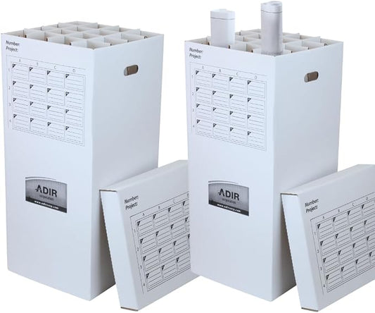 Adir 2 Pack of Cardboard Roll File Storage Organizer - Vertical File Sorter - Blueprint, Poster, Plans, Gift Wrap, And Map Holder Station-16 Slots (for Rolls up to 37 Inches Long)