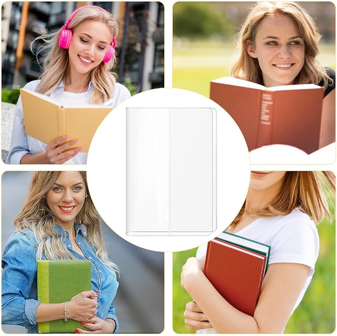 CRASPIRE 5 Pack A5 Clear Cover Transparent Planner Notebook Sleeve 8.7x12.7 Inch Plastic Journal Book PVC Waterproof Rectangle Protector Bag Pouches for Office Textbook Paperback Hardcover Book Lovers