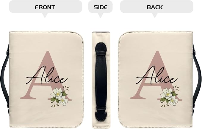 Personalized Bible Cover with Name, Custom Bible Cover Case for Women Girls, Large Capacity Scripture Bag with Handle