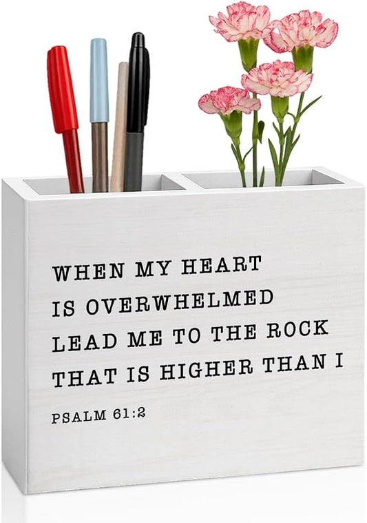 Christian Office Decor Bible Pen Holder Religious Christian Teacher Appreciation Gifts Scripture Wooden Pencil Holder desk decor for Desk Library Holder2834
