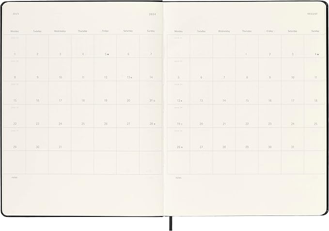 Moleskine Classic 12 Month 2024 Weekly Planner, Hard Cover, XL (7.5" x 9.75"), Black