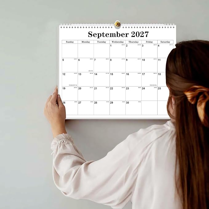 Calendar 2026-27 - Calendar 2026-2027 from June 2026 to December 2027, Spiral Binding Hanging Wall Calendar 2026 for Home/Office, 8.5" x 11", Black