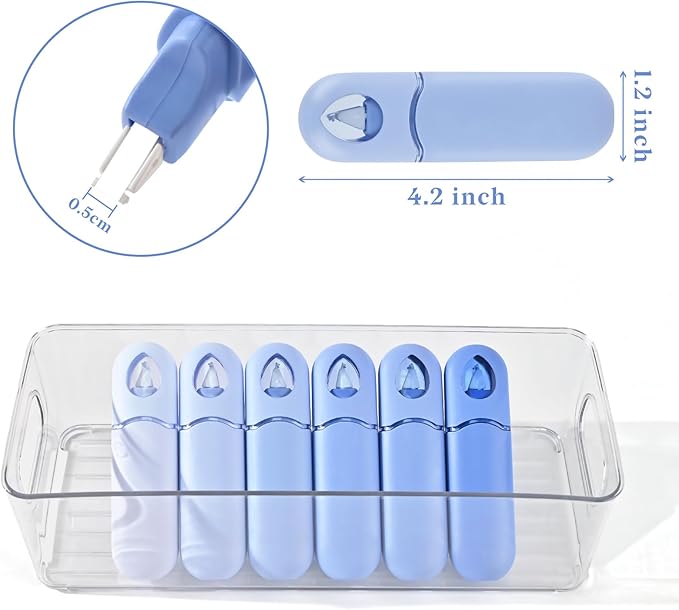 Temiary 12Pcs Cute White Smooth Pull Out Tape, Easy to Use White Correction Pens, 1/5 x 236in Smooth Writing & Aesthetic Office School Supplies (Blue)