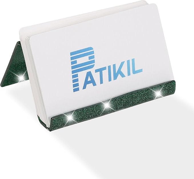 PATIKIL Business Card Holder for Desk, 2Pcs Acrylic Business Card Holders Shine Card Stand Organizer Cards Display for Office Exhibition, Green