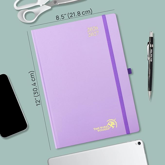 POPRUN 2026-2027 Daily Planner One Page Per Day Even Weekends (A4 Large Size - 8.5" x 12") - Academic Calendar Book(July 2026 - June 2027), 2026 Day Appointment Book, Hardcover - Black