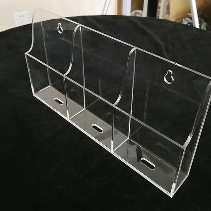 Acrylic Wall Mount Desk Organizer Storage Box for Cell Phones Holder in Home Office (3 Grid)