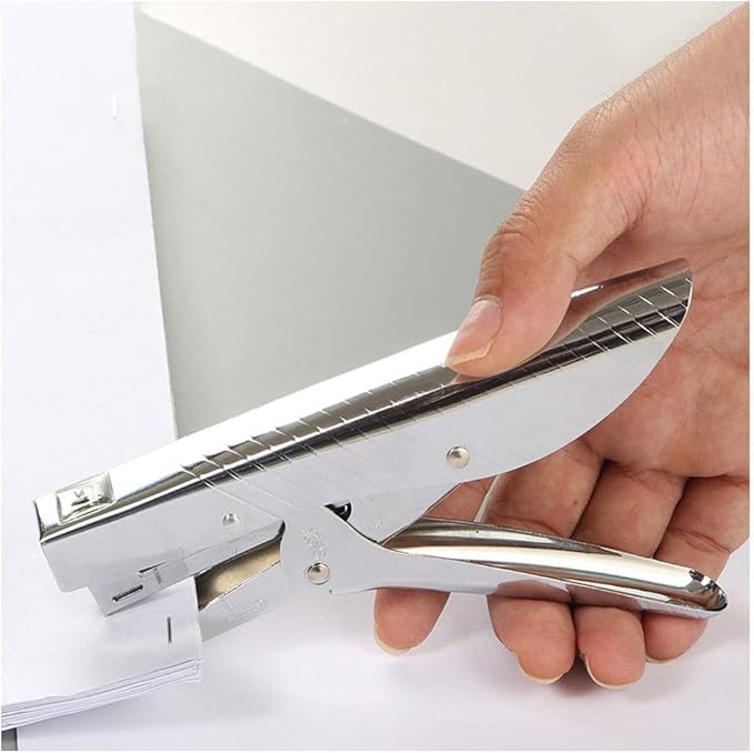 Liudan Stapler Handheld Stapler, Labour-Saving Office Supplies, Silver Stapler, Movable, Durable Metal Stationery, Desk, 20-Sided Capacity Office Stapler