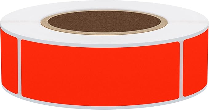 Hybsk 1x3 Inch Color-Code Labels Fluorescent Red Sticker Rectangle 500 Labels Per Roll (Fluorescent Red)