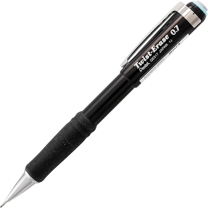Pentel Twist Erase III Mechanical Pencil 0.7mm - Pre-Loaded Super Hi-Polymer HB Lead - Assorted Color Barrels - Pack of 3 + Lead & Eraser Refills