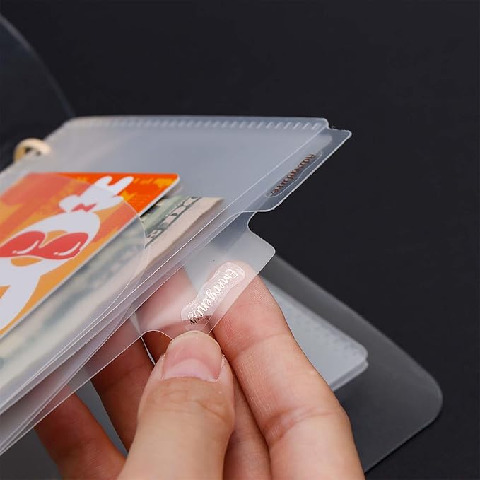 NatSumeBasics 8 A7 Binder Dividers Pockets with Tabs Zipless Cash Stuffing Envelopes Clear Binder Inserts and Tab Sticker for 6 Rings Budgeting Binder Accessories (8 A7 2 Layer)