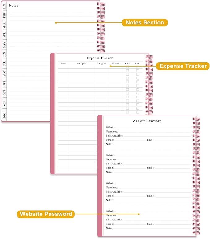 Planner 2026 - Weekly & Monthly Planner from January 2026 to December 2026, Agenda 2026 with Inner Pocket, Elastic Band, 8.5" x 11", Pink