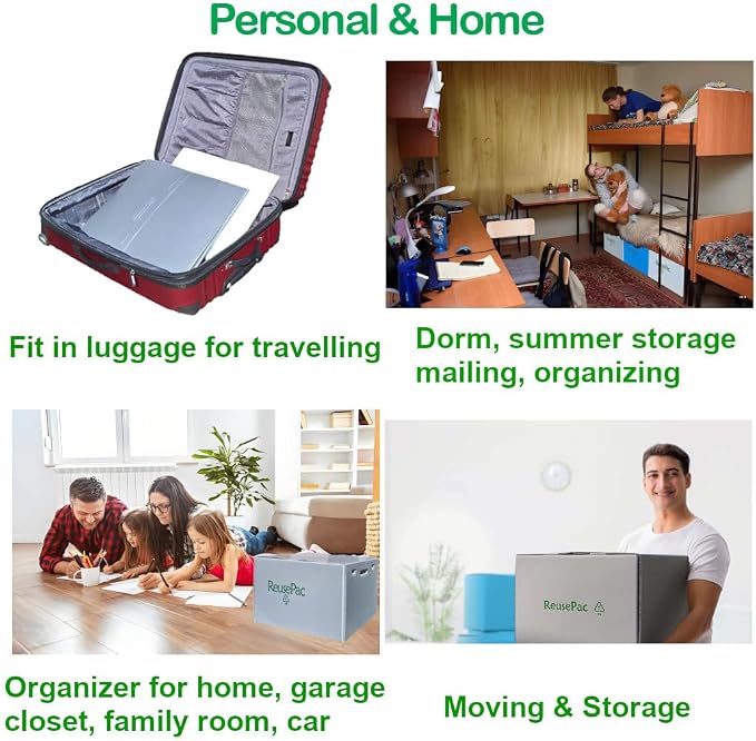 Reusable Foldable Box Corrugated PP Lightweight, Storage Moving Mailing, Heavy Duty Stackable, Tape Free Self-Locking Lid for Business Home (oWhite 4 Pack, 18x14x12in)