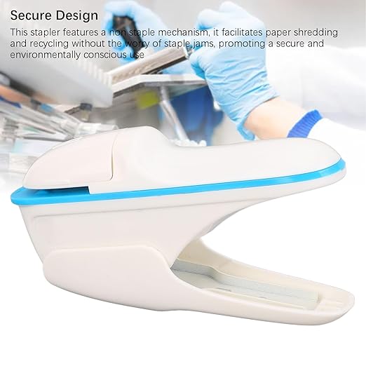 Garosa Stapleless Stapler No Staple Stapler for 8 Sheets Binding with Secure Hole Punch Design ABS Material, Compact for Office School Home Travel Use