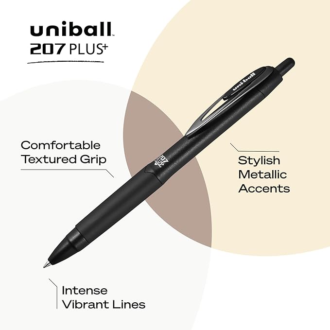 uni-ball 207PLUS+ Gel, 0.7MM, Black (Pack of 216)