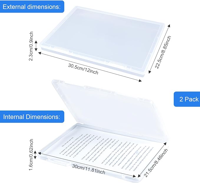 A4 Paper Holder Portable File Box Clear Plastic Document Case Waterproof Dustproof PP Storage Folder Magazine Filing Organizer Office/School Supplies(clear-2 pack)