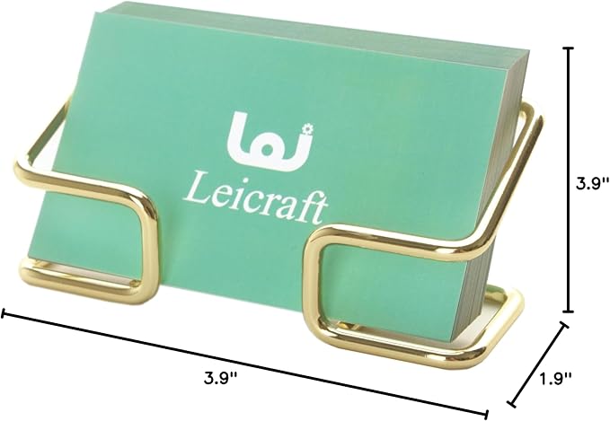 Business Card Holder for Desk, Cute Metal Card Organizers and Office Desk Accessories for Men and Women (Golden)