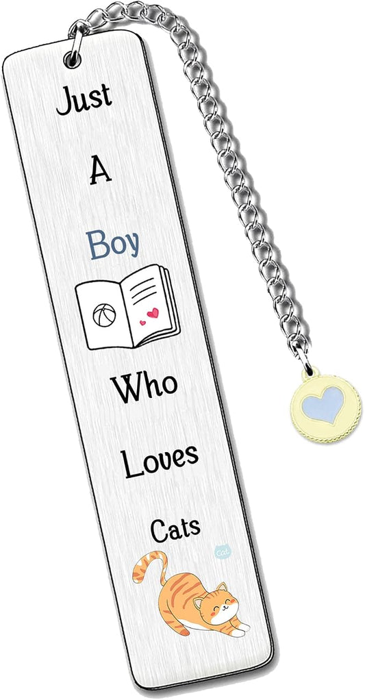 Cat Bookmarks Cute Best Friend Man Teens Distance Accompany Just a Boy who Loves Cats Son Brother Nephew Grandson Godson Book Accessory Personalised Birthday Valentines Day Cats Lover Christmas Gifts