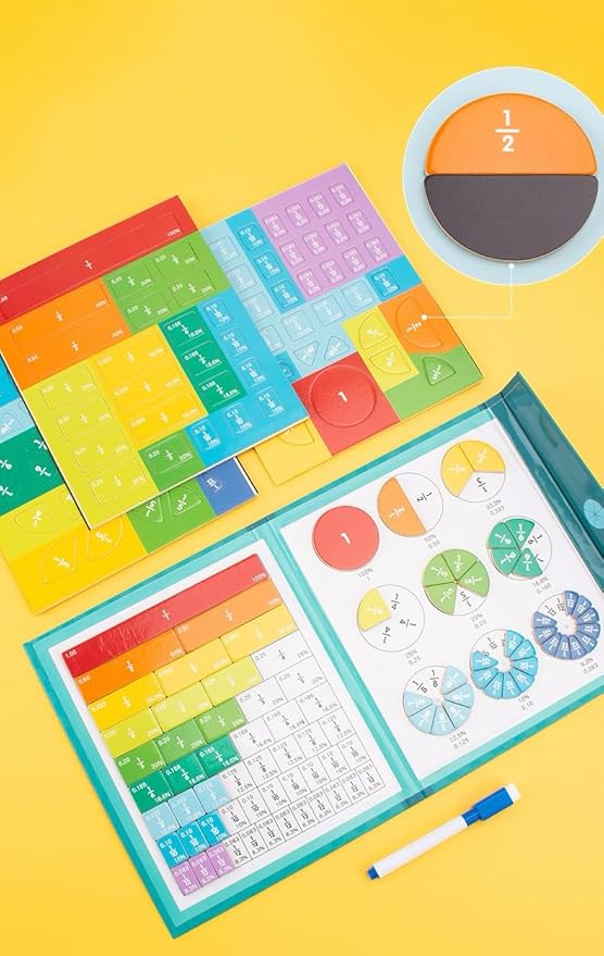 Ducational Highiy Magnetic Fraction Educational Puzzle,Magnet Montessori Fraction Puzzle for Hands and Brain Use，Teaching Aid for Classroom Homeschool