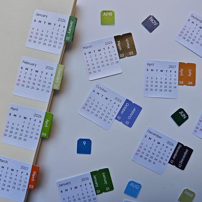 Calendar Stickers Planner Monthly Stickers Self Adhesive Index Tabs for Daily Planners & Journals, Work, School, or Home Management (Growth)