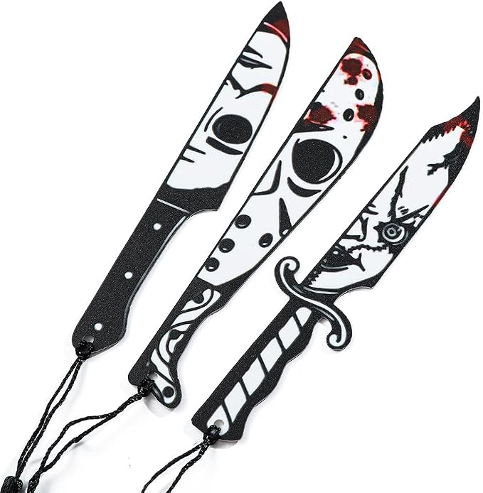 Horror Movie Knife Acrylic Bookmark, Gothic Ghostface Dagger Bookmarks,Book Lover Book Mark Halloween & Christmas Gift (3PC Knife)