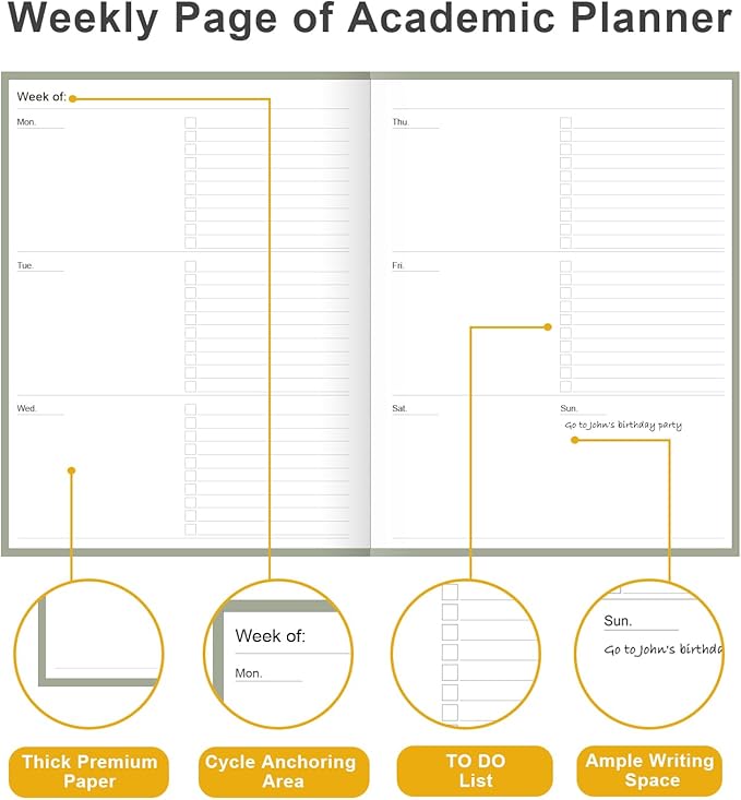 Academic Planner for 2026-2027 or Anytime – 8.5" x 11" Undated Weekly Student Planner For Homeschool, High School, College & Nursing Students, 200 Pages, Green